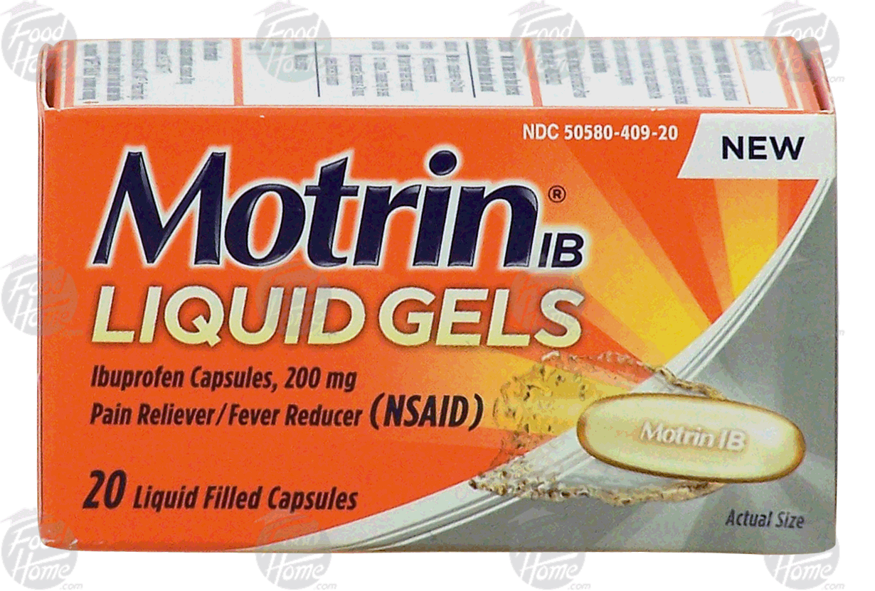 Motrin Liquid Gels ibuprofen capsules, 200 mg, pain reliever/fever reducer, liquid filled capsules Full-Size Picture